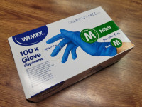 č.7291 Rukavice nitrilové (M) modré nepudrované 100ks 98,40